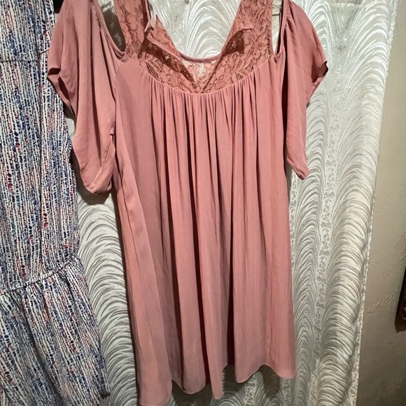 2 Forever 21Womens Sz S Pink Mauve Lace Short Dress and Blue Shorts Jumper - Picture 16 of 16